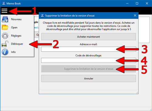 Supprimer la limitation de la version dessai