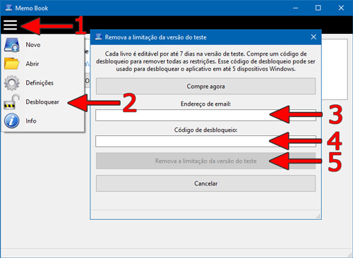 Remova a limitação da versão do teste